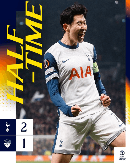 Final del primer tiempo Tottenham (2) - Roma (1)