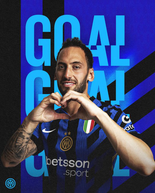 Hakan Calhanoglu antes de terminar el partido pone en ventaja al Inter