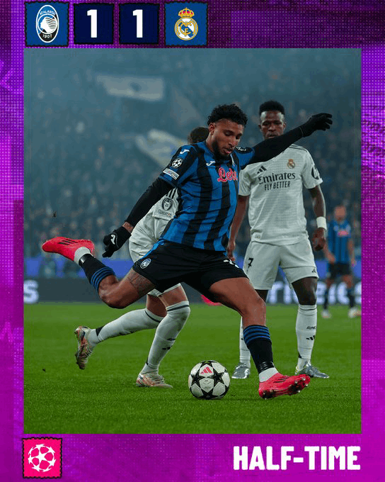 Atalanta 1 - Real Madrid 1 primer tiempo en la UEFA Champions League