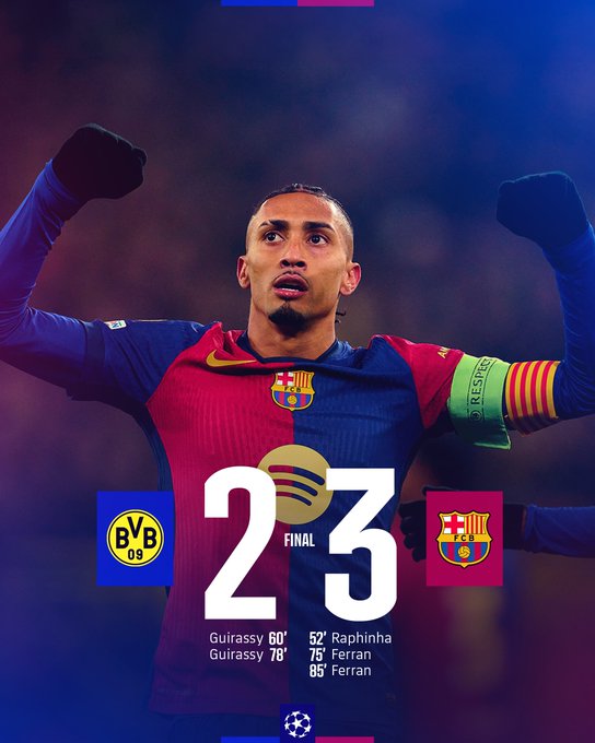 Dortmund 2 Barcelona 3 final del partido en la Champions League