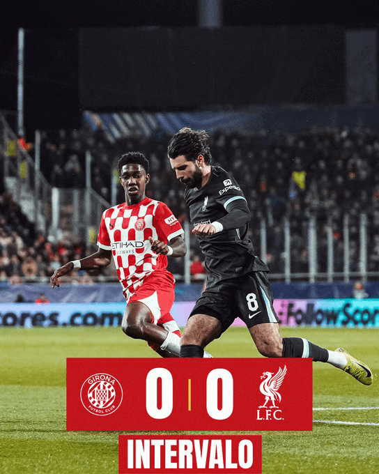 Empate en el primer tiempo entre Girona vs Liverpool por Champions League
