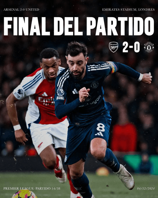 Final del partido Arsenal 2 - Manchester United 0