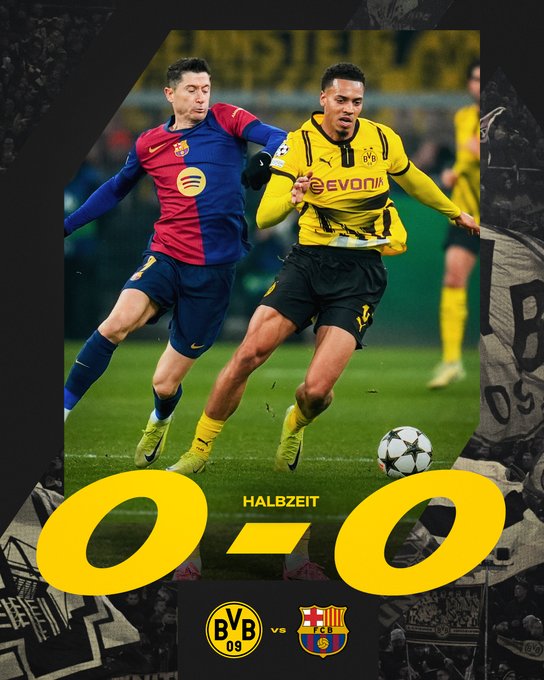 Finaliza la primera parte Borussia 0 - Barcelona 0 Champions League