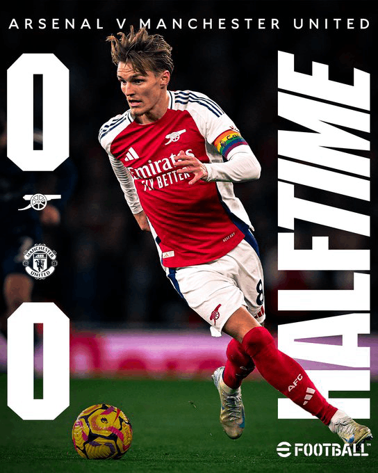 Termina el primer tiempo arsenal 0 vs manchester united 0 permier league