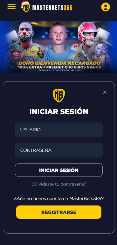 Registrarse en MasterBets365 Casino Online y casa de apuestas deportivas