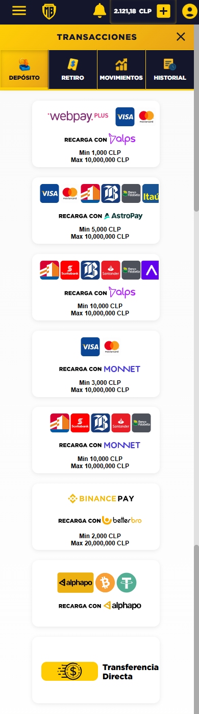 Cómo recargar tu cuenta de casino online MasterBets365 desde Chile
