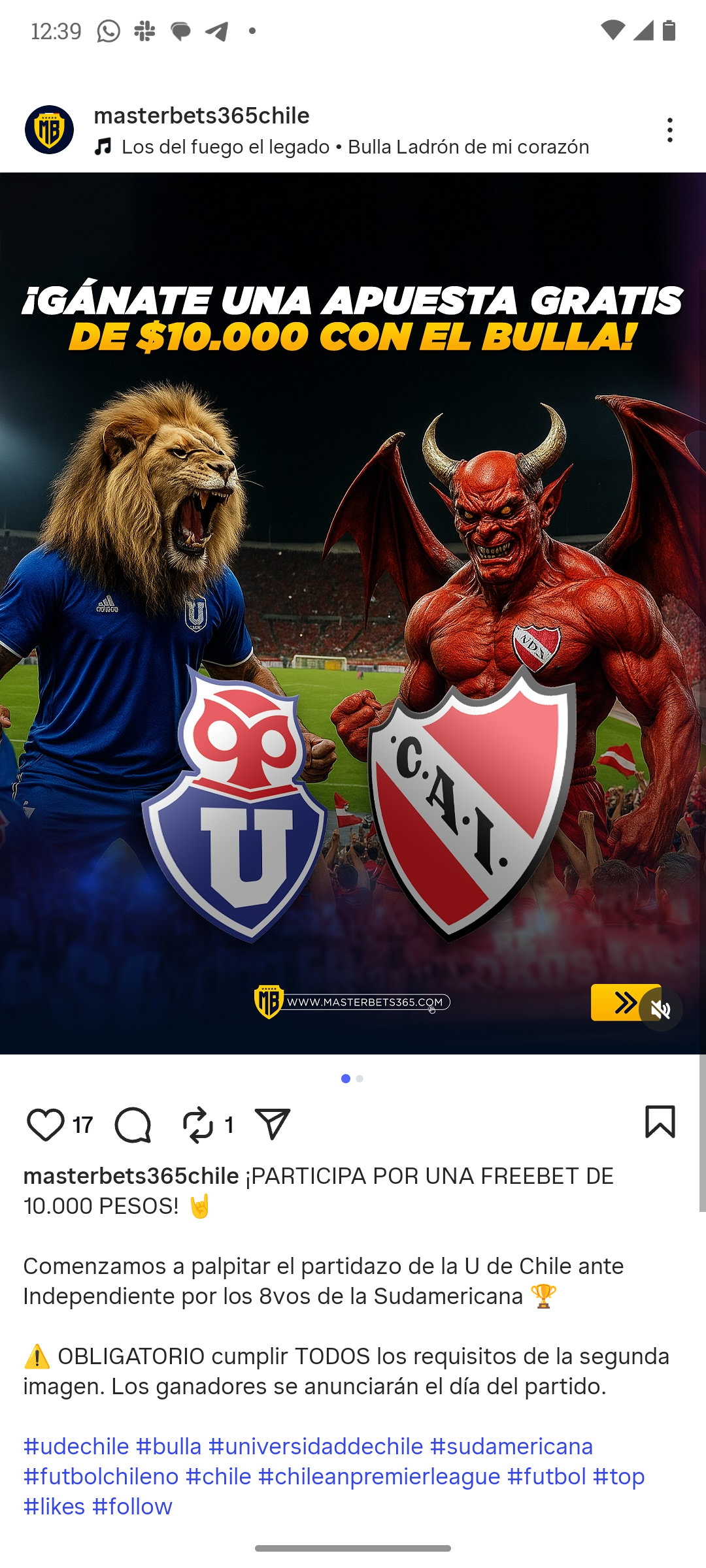 MasterBets365 Chile FreeBet Copa Sudamericana