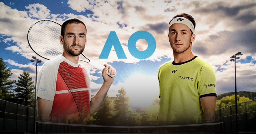 Uno de los choques que finalizará esta tercera ronda del Australian Open será el de Cilic vs Ruud, este sábado 24 de enero.
